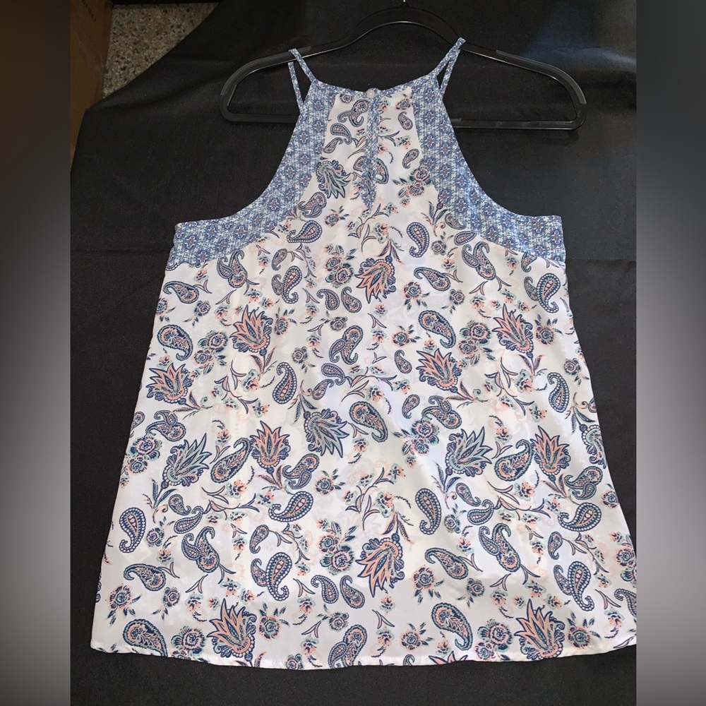 Maurices Cream Sleeveless Tank Top with Paisley Print